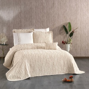 Juego de 7 Piezas Guzide Efsa Cappuccino, Juego de Pijamas Personalizado Clásico de Lujo para el Hogar, 100% Chenilla Orgánica Tejida a Rayas, Lavable - Product Image 1