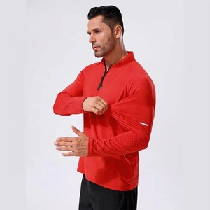 Venta al por mayor Activewear Nuevo Diseño Slim Fit Compresión ropa de gimnasio Manga larga completa Lujo ropa activa cuarto de camisa con cremallera para los hombres - Product Image 2