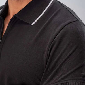 Camiseta de verano para hombre con media cremallera de talla grande para Polos, venta al por mayor, Camiseta de algodón 100% transpirable, camiseta de manga corta de Color sólido - Product Image 5