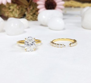 14K Yellow Gold Ring 2.50 Ct Lab Grown Oval Cut Diamond Bridal Set Perfect Wedding Anniversary Gift for Women - Product Image 5