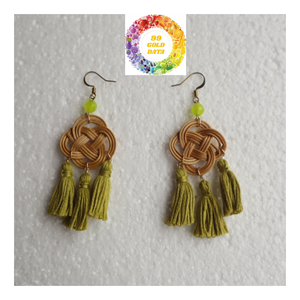 Boho <b>Tassel</b> Drop <b>Earrings</b> Handmade Bamboo Rattan Straw Wooden Weaving Jewelry Gift for Women Trendy Casual Style - Product Image 1