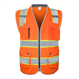 Unisex Custom High-Reflective Safety Vest 9 Pockets Zipper Front Different Color Reflective Strip Work-Men's Waistcoat Summer - Product Image 1