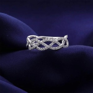 Anillo de compromiso de Halo de forma redonda, anillo de bodas de diamante de moissanita, conjunto de pavé, anillo de Boda nupcial, banda de boda - Product Image 4