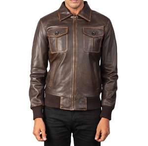 Vestes en cuir 100% coton personnalisées de qualité supérieure pour hommes Veste en cuir coupe-vent délavé pour hommes - Product Image 1