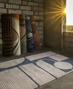 Alfombra Aurora de Lujo Contemporáneo, Alfombra INDIA 100% Lana de Nueva Zelanda, Diseño Geométrico Moderno, Tejida a Mano, Pelo Alto, Base de Látex, Antimanchas - Product Image 2