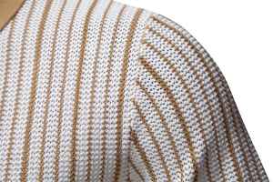 Malla a rayas para hombre para camisa Polo Jersey transpirable Top de punto con cuello vuelto y patrón sólido - Product Image 4