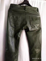 Pantalon en cuir pour homme, nouveau modèle, vert olive, cuir de designer, véritable cuir d'agneau, jean en cuir de motard, pantalon