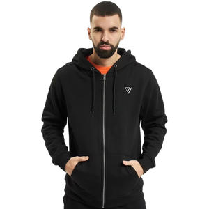 Sweat-shirt à capuche zippé pour homme, couleur unie, capuche avec cordon de serrage et poches kangourou, veste streetwear athlétique décontractée - Product Image 1