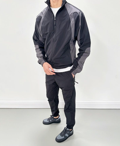 Ensemble 2 pièces patchwork à ourlet élastique survêtement survêtement coupe-vent d'entraînement à blocs de couleurs vente en gros - Product Image 2