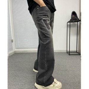 Pantalon de survêtement baggy délavé au soleil en coton éponge française surdimensionné délavé pantalon de survêtement vintage en cristal avec strass pour hommes - Product Image 6