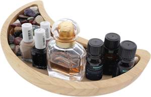 Plateau en bois naturel, grand plateau en forme de lune, porte-crystals, plateau à bijoux, plat à huile essentielle, présentoir à cristaux, petits plateaux, fournisseur - Product Image 5