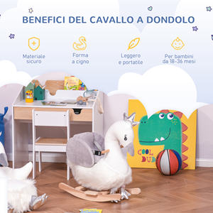 HOMCOM Jouet à chevaucher en forme de cygne pour enfants de 18 à 36 mois (40kg maximum) Cadre en bois de peuplier et acier en peluche blanc - Product Image 6