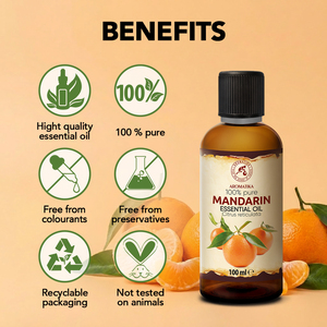 Aromatika Huile Essentielle de Zeste de Mandarine 100% Pure 100ml Distillée à la Vapeur Aromathérapie Naturelle Arôme Sucré d'Agrumes et Fruité - Product Image 2