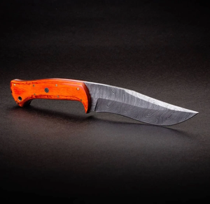 Cuchillo de caza táctico al aire libre OEM de acero inoxidable con hoja fija de acero de Damasco y mango de madera para acampar - Product Image 3