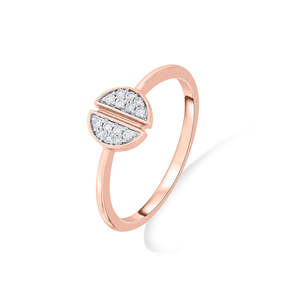 Bague en or rose avec diamant et pierre fendue, style décontracté - Product Image 4