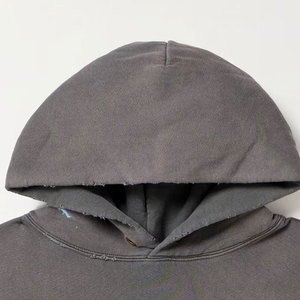 Custom Design High Quality 100% Cotton Winter <b>Pullover</b> <b>Men</b> Distressed Hoodies Solid Casual Plus Size - Product Image 4