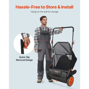 VEVOR 21inch Push Lawn Sweeper Grass <b>Box</b> Heavy Duty Thickened Steel <b>Strong</b> Plastic Wheels Durable Use for Leaf Grass Collection - Product Image 6