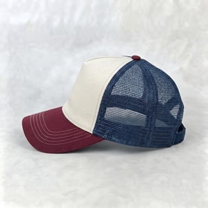 Custom Embroidered Trucker <b>Hat</b> Mesh Cap White <b>Navy</b> Red Wholesale Logo High Quality OEM ODM Low MOQ 5 Panel Casual Adjustable - Product Image 4