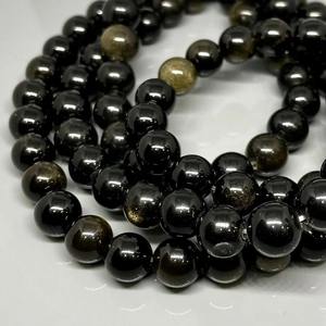 ลูกปัดธรรมชาติสีทองออบซิเดียนทรงกลม 8 มม. ขัดเงาเรียบ สำหรับทำเครื่องประดับ สร้อยคอ สร้อยข้อมือ ต่างหู - Product Image 1