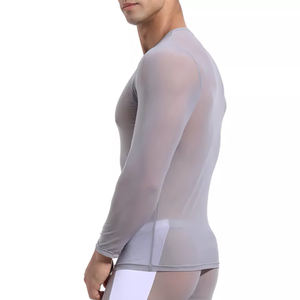 Men's Transparent Sheer Mesh Tee <b>Tops</b> Quick Dry Waterproof Sexy Breathable Solid Color T-Shirts Lightweight Summer Wear - Product Image 2