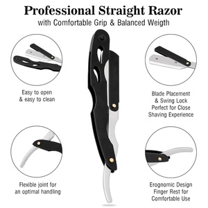 Rasoir de barbier professionnel en acier inoxydable de qualité supérieure avec manche en acier, couleurs personnalisées, logo personnalisé, OEM - Product Image 5