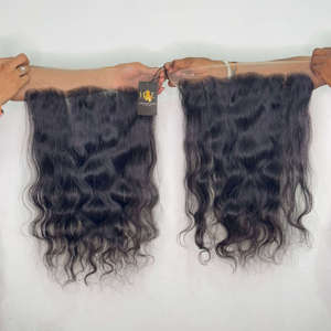 Extensions de cheveux humains indiens non traités, ondulés, raides, bouclés, avec frontal en dentelle HD, lots de mèches à ondulations profondes - Product Image 2