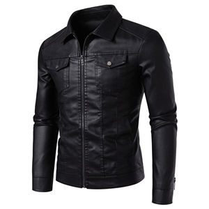 Chaqueta de moto Vintage de cuero genuino para hombre, abrigo corto de piel de oveja con cuello informal para primavera y otoño, teñido liso para hombre - Product Image 2