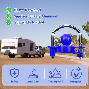 Coupleur universel bleu à verrouillage par boule pour remorques, compatible avec les coupleurs de 1-7/8 et 2-5/16 pouces, accessoire de contrôle de charge - Product Image 4