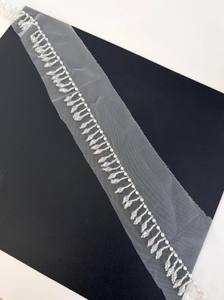 Blusa Dupatta Hecha a Mano con Cuentas de Cristal Plateadas, Borlas de Perlas Blancas y Encaje - Product Image 2