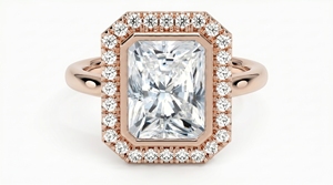 Diamant central taille radiant saisissant avec halo de diamants classiques pour femme, diamants de laboratoire - Product Image 3