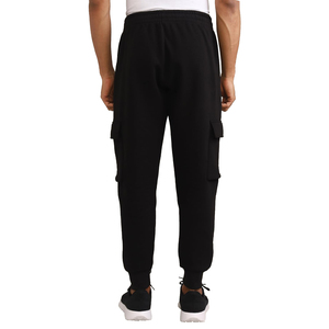 Pantalon de jogging uni pour hommes de qualité supérieure couleur noire pantalon de jogging en coton et polyester coupe ajustée pour hommes avec déchets élastiques - Product Image 6