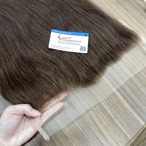 Perruque frontale droite naturelle en cheveux vietnamiens, perruque avec fermeture, vente en gros, cheveux humains bruts non traités, couleur brune avec cheveux de bébé - Product Image 1