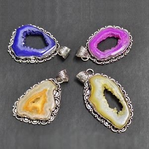 Superventas Natural Druzy colorido ágata colgante Top tendencia tallada piedra preciosa geoda cristal moda joyería collar regalo - Product Image 5