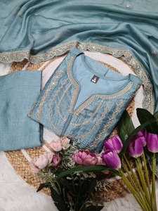 ชุดเดรสพิมพ์ลายดอกไม้สีฟ้าสง่างามชุดเดรสพิมพ์ลายพิมพ์พิมพ์พิมพ์ลายสำหรับเทศกาลงานแต่งและงานปาร์ตี้ฤดูร้อนฤดูหนาว - Product Image 6