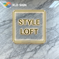 Panneaux de marque à LED pour les salons de beauté Installation facile miroir plaqué or lettre métal logo signalisation commerciale