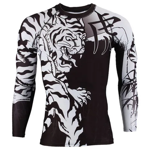 Chemises de Compression à manches longues pour hommes, protection contre les éruptions cutanées à séchage rapide, Rashguard MMA, protection contre les éruptions cutanées par Sublimation personnalisée