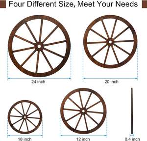 ล้อเกวียนไม้ตกแต่งผนังตะวันตก12/18/20/24นิ้ว4ชิ้นของตกแต่งงานปาร์ตี้วงล้อคาวบอยไม้แบบชนบท - Product Image 2