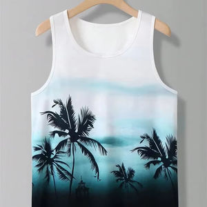 Nouveau été hommes haut décontracté 3D Simple imprimé T-Shirt hommes mode grande taille sans manches piscine haut Style gilet vêtements - Product Image 1