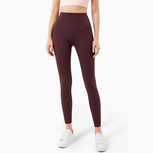 Mallas de gimnasio de cuerpo entero de cintura alta personalizadas al por mayor, mallas de Yoga de 100% algodón con bolsillos, estilo informal tejido transpirable para mujer - Product Image 1