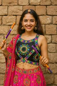 Le chemisier a un travail de fil multicolore, un vrai travail de miroir et un kodi latkan Pas de manche attachée à l'intérieur pour un dos fantaisie - Product Image 6