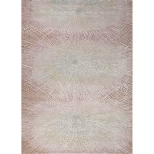 Tapis Kavi rose et violet noué à la main en laine et soie de bambou, motif abstrait, pour salon - Théorie du Chaos (5005(Cs-02)) - Product Image 1