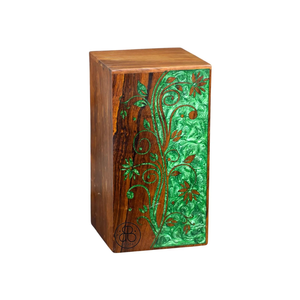 Handmade Rosewood Cremation Urn Green Floral Inlay <b>Memorial</b> <b>Box</b> for human and pets ashes - Product Image 3