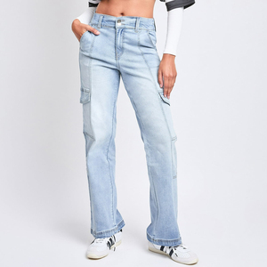 Pantalones Acampanados para mujer Pantalon Outdoor Causal Baggy Cargo Pants Mujeres Denim Jeans Y2K Multi-Bolsillos Streetwear Moda Loose Fit - Product Image 2