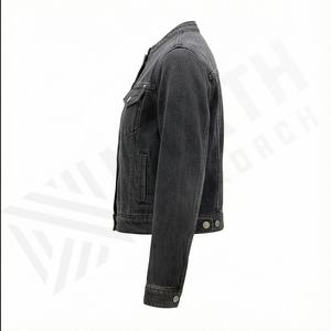 Veste en jean en gros, printemps automne, nouvelle mode, manteau uni, couleur personnalisée, jean à manches longues, poche courte, tweed pour femmes - Product Image 3