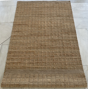 Customizable Large Eco-Friendly Jute Rug Hand Woven in Indian Natural Color with Flat Weave Technique for Door Interiors - Product Image 2