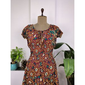 Women's Elegant Boho Style Floral Print <b>Dress</b> Free Size Long Floor-Length for Summer Beach Cottage Leisure Natural Breathable - Product Image 2