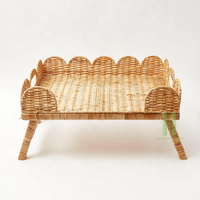 Beau plateau de pétoncle en rotin Table de chevet en rotin moderne Table de pétoncle en rotin 2025 personnaliser la taille paquet de couleur de HNH Craft