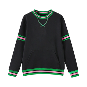 Sudadera bordada AKA personalizada, jersey de cuello redondo, dobladillo acanalado, puños, bolsillo de canguro, Sudadera con capucha a rayas de bloque de Color para invierno - Product Image 2