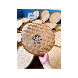 Handwoven Bamboo Serving Tray <b>Basket</b> Vintage Style DIY Decorative <b>Wicker</b> for Home & Kitchen from Blue Lotus - Product Image 1