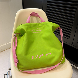 Bolso bandolera de lona con diseño de rayas y logotipo personalizado de gran capacidad de calidad superior para mujer, bolso de compras con bolsillos laterales - Product Image 5